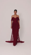 Crimson Veil Gown